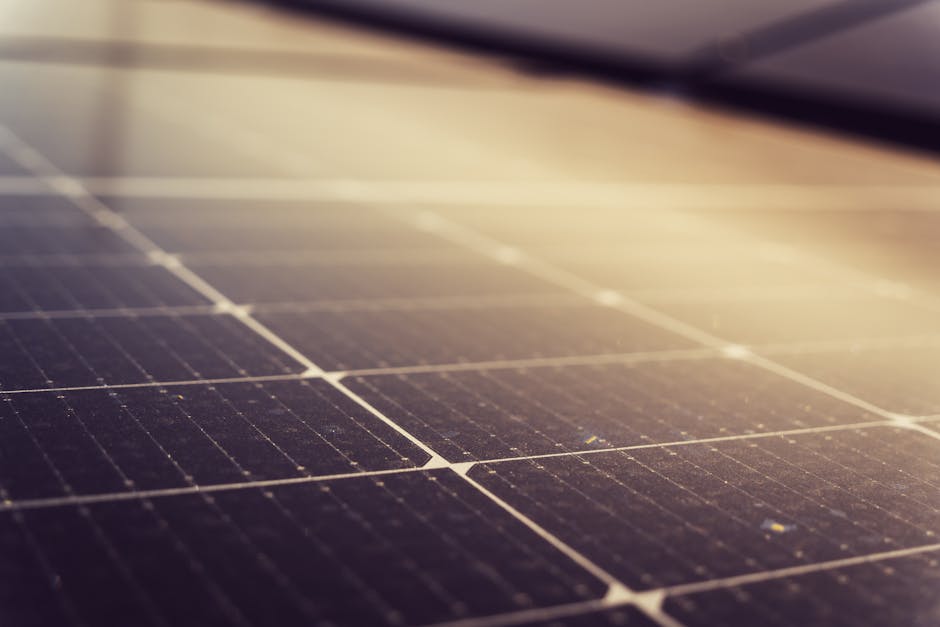 Close up of modern high-efficiency solar panels