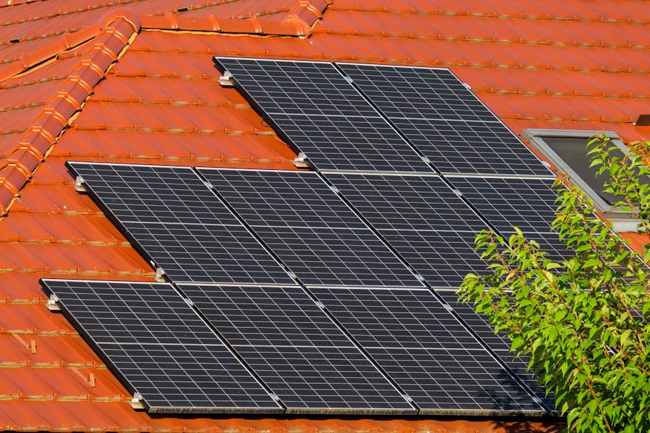 Solar panels installed on a residential flat roof